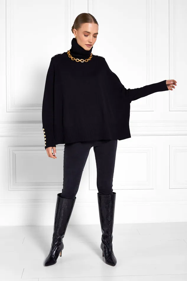 Kingsbury Cape Knit Black Women Holland Cooper Knitwear