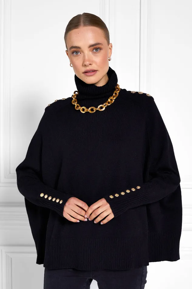 Kingsbury Cape Knit Black Women Holland Cooper Knitwear