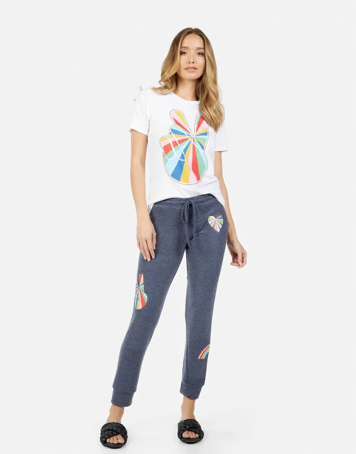 Kizzy Studded Stripe Peace Navy Women039s Lauren Moshi Long Sweatpants