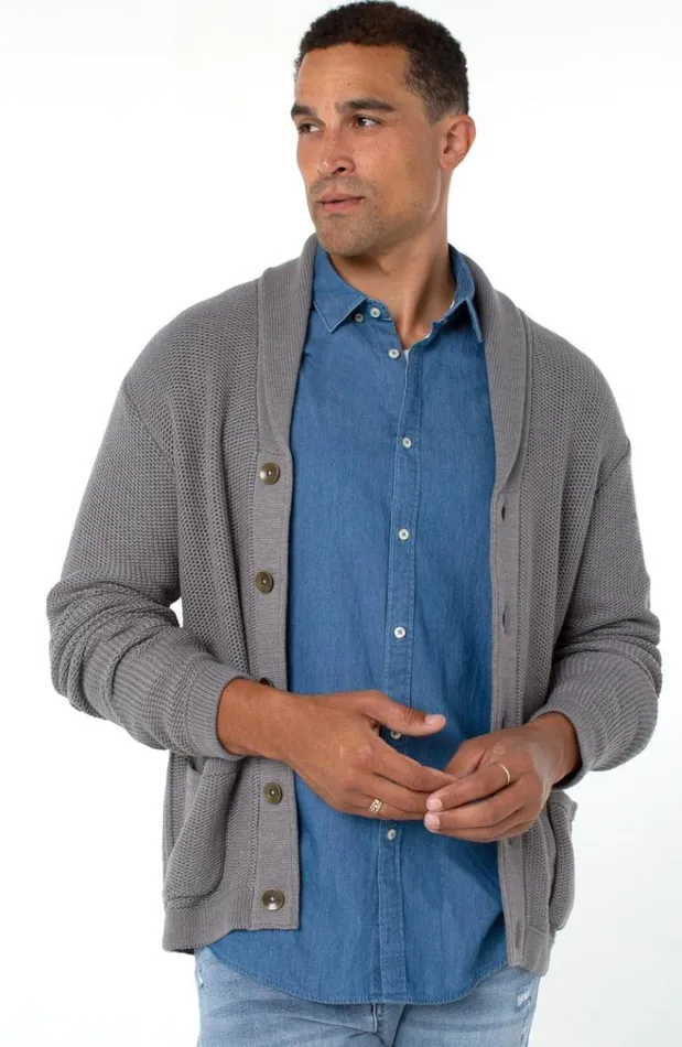 Knit Sweaters Men Liverpool Los Angeles Knit Cardigan Cement Grey
