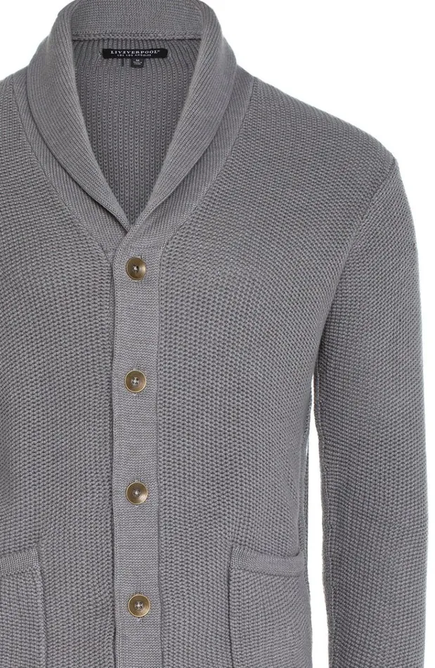 Knit Sweaters Men Liverpool Los Angeles Knit Cardigan Cement Grey