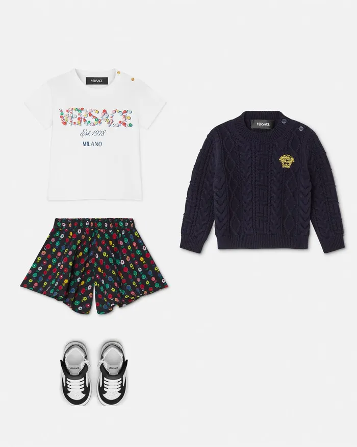 Knitwear and Sweatshirts Kids Versace Medusa Baby CableKnit Sweater Blue