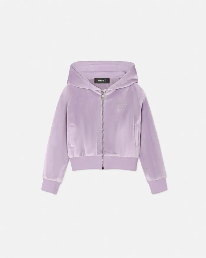 Knitwear and Sweatshirts Kids Versace Velvet Zip Hoodie Lilac