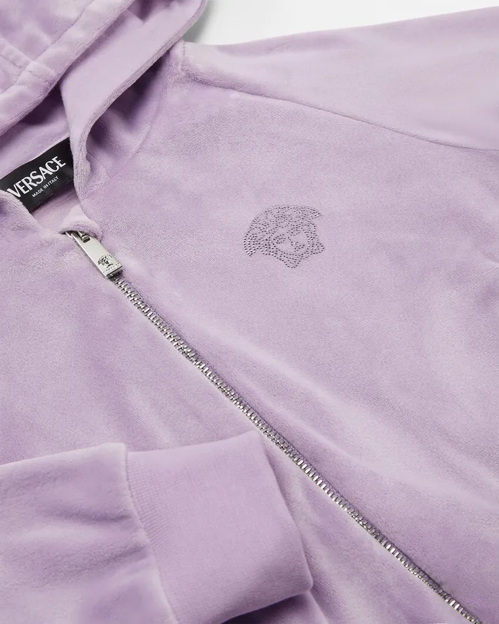 Knitwear and Sweatshirts Kids Versace Velvet Zip Hoodie Lilac