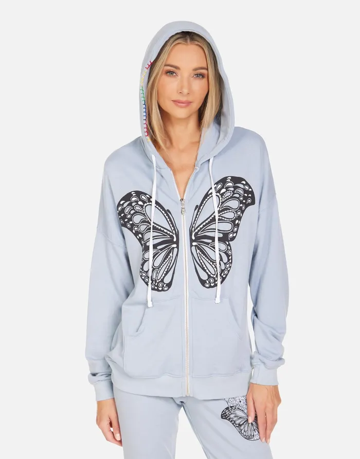 Koa Butterfly Hamsa Dusty Blue Women039s Lauren Moshi Hoodies