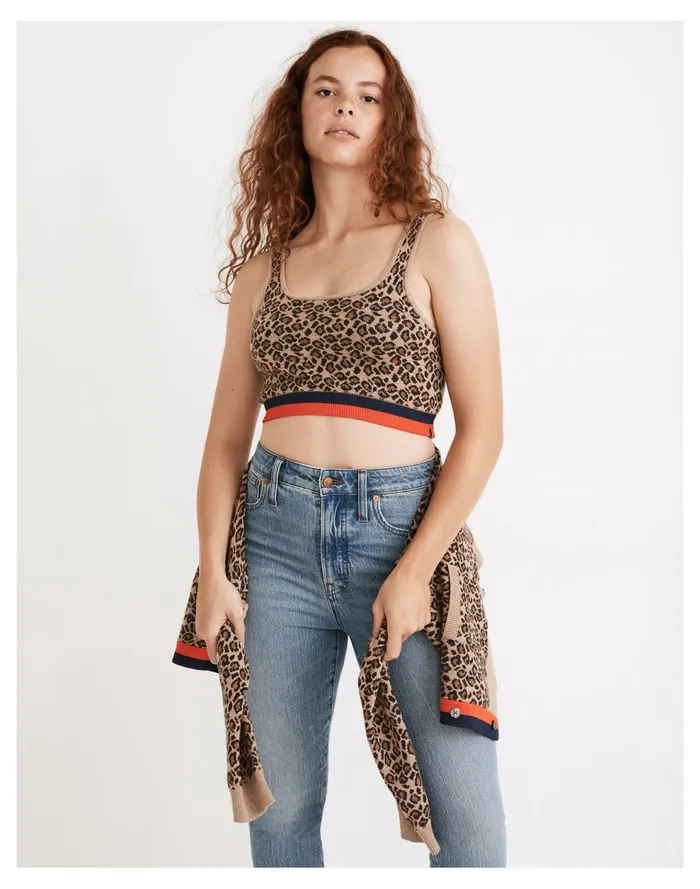 Kule Leopard Dede Crop Sweater Tank Leopard Women Madewell Sweaters
