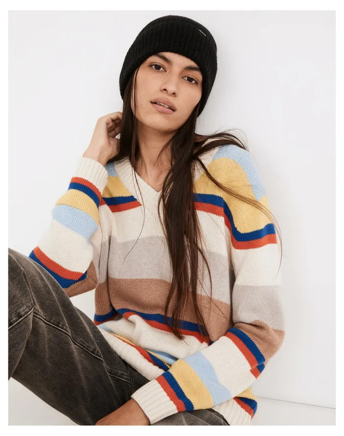 Kule Striped Dale Sweater Multi Women Madewell Sweaters