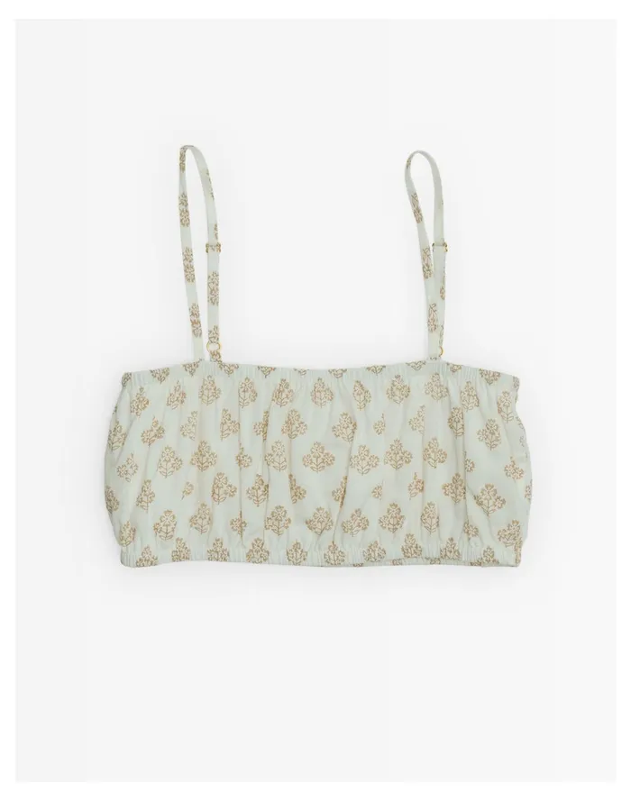 LAUDE The Label Elastic Bandeau Ivory Block Print Multi Pattern Women Madewell Tops and Shirts