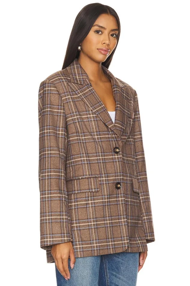 Leah Blazer Brown Plaid Multi Women Lovers Friends Jackets and Coats Leah Blazer Brown Plaid Multi Women Lovers Friends Jackets and Coats