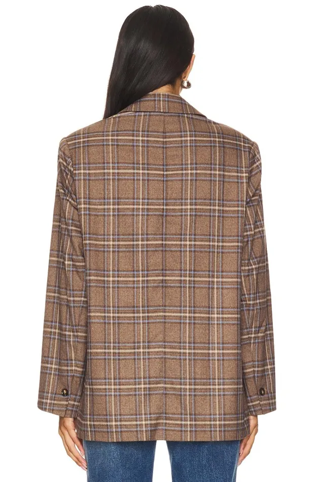 Leah Blazer Brown Plaid Multi Women Lovers Friends Jackets and Coats Leah Blazer Brown Plaid Multi Women Lovers Friends Jackets and Coats
