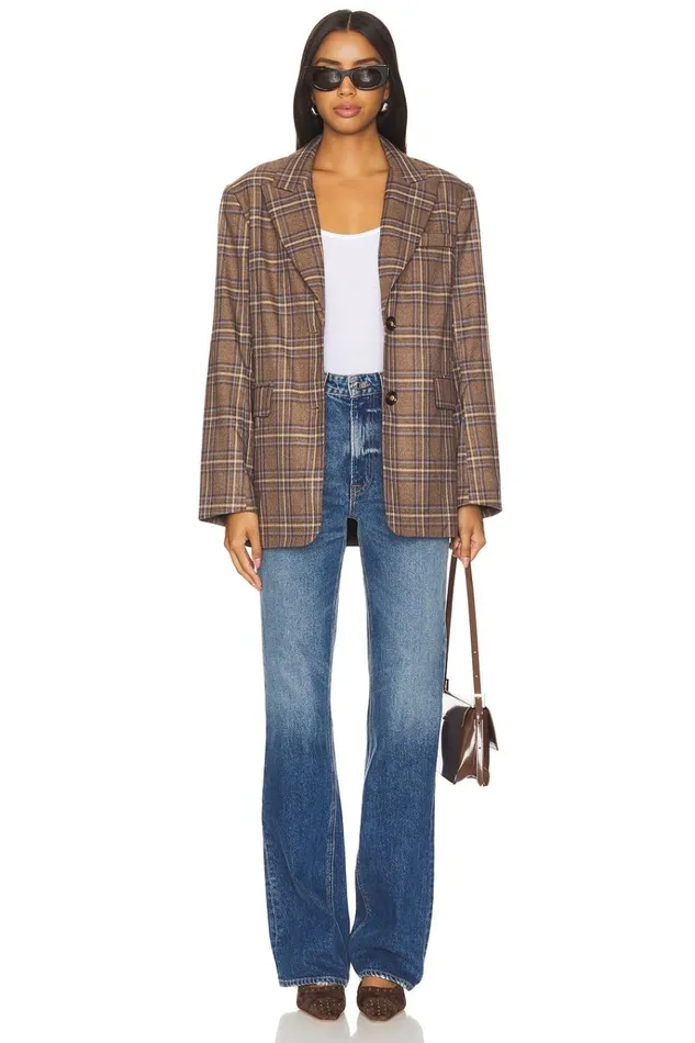 Leah Blazer Brown Plaid Multi Women Lovers Friends Jackets and Coats Leah Blazer Brown Plaid Multi Women Lovers Friends Jackets and Coats
