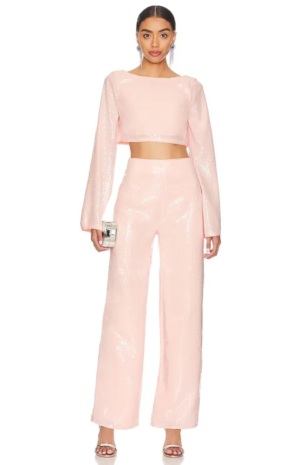Leighton Sequin Pant Champagne Pink Women Lovers Friends Pants