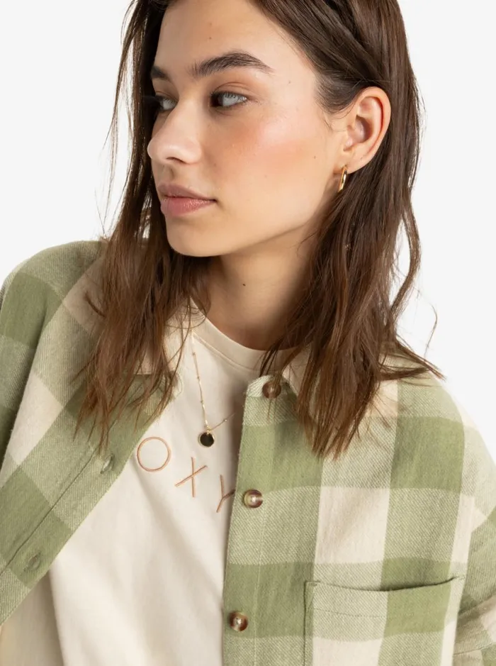 Lets Get Away 8211 Long Sleeves Shirt Oil Green Be Bold Plaid Women Roxy Shirts