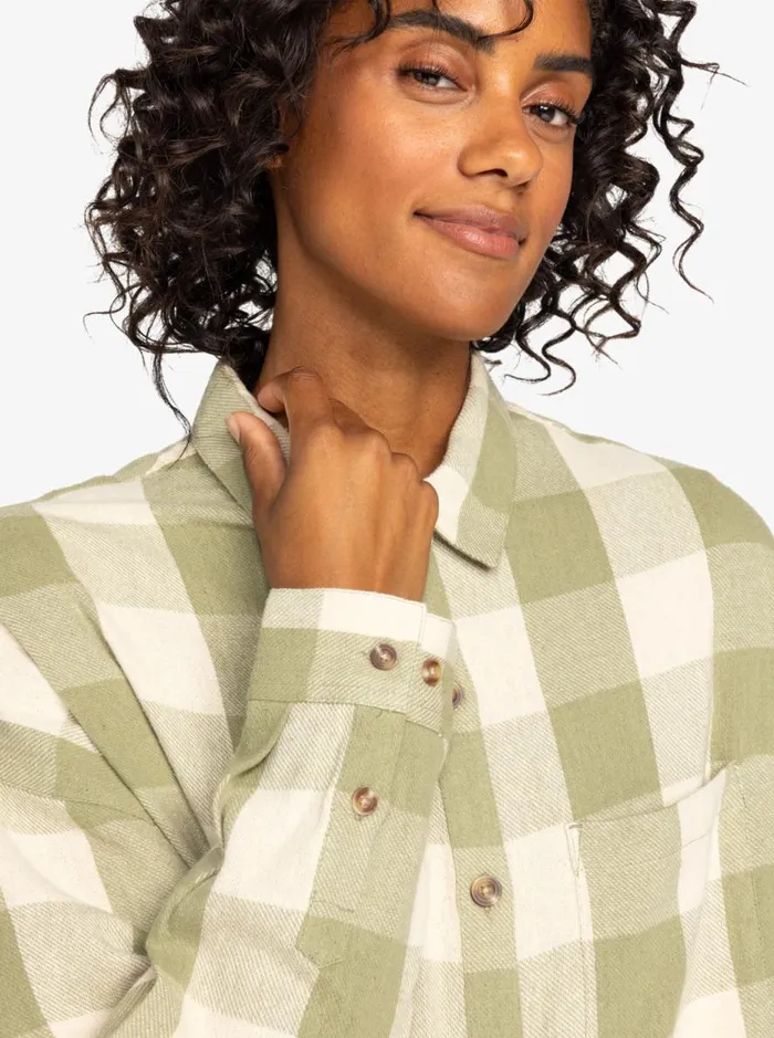 Lets Get Away 8211 Long Sleeves Shirt Oil Green Be Bold Plaid Women Roxy Shirts