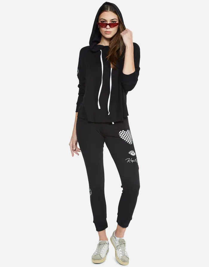 Lexie Rad Checkered Heart Black Women039s Lauren Moshi Hoodies