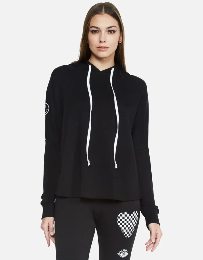 Lexie Rad Checkered Heart Black Women039s Lauren Moshi Hoodies
