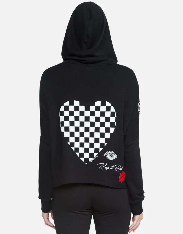 Lexie Rad Checkered Heart Black Women039s Lauren Moshi Hoodies