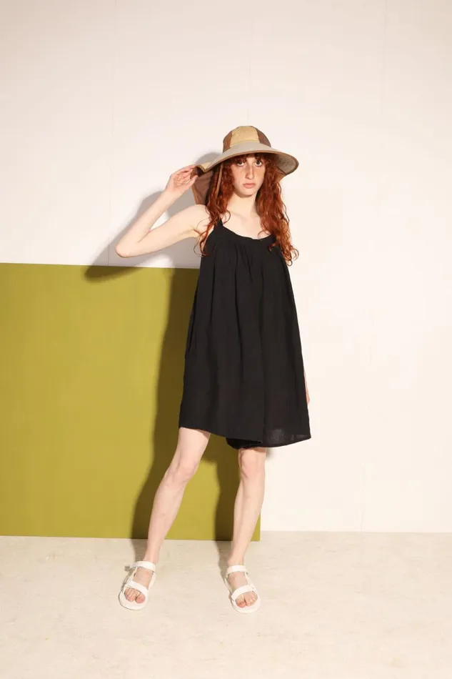 LF Markey Dungarees Women Basic Linen Romper Black