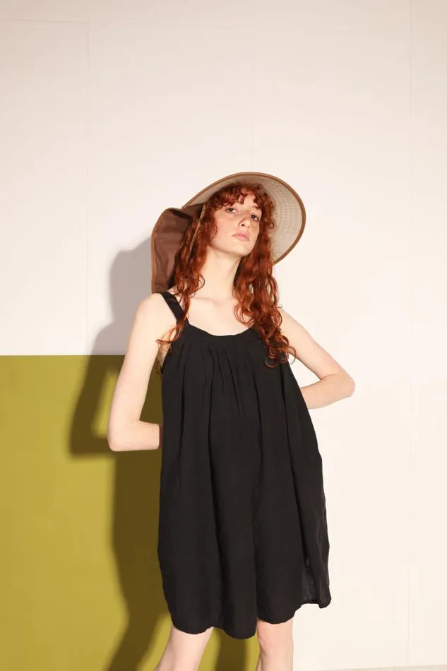 LF Markey Dungarees Women Basic Linen Romper Black