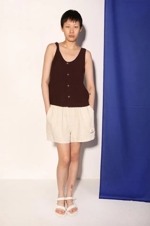 LF Markey Shorts Women Basic Linen Shorts Cream