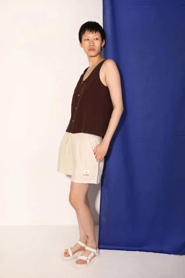 LF Markey Shorts Women Basic Linen Shorts Cream