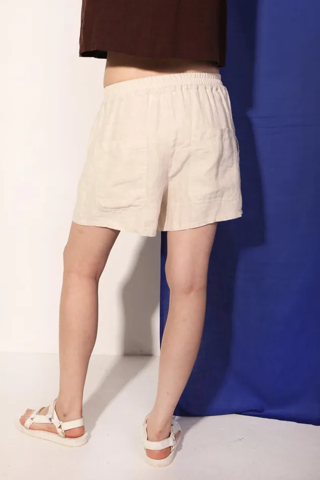 LF Markey Shorts Women Basic Linen Shorts Cream