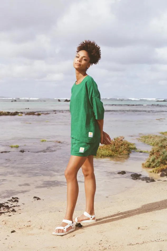 LF Markey Shorts Women Basic Linen Shorts Grass