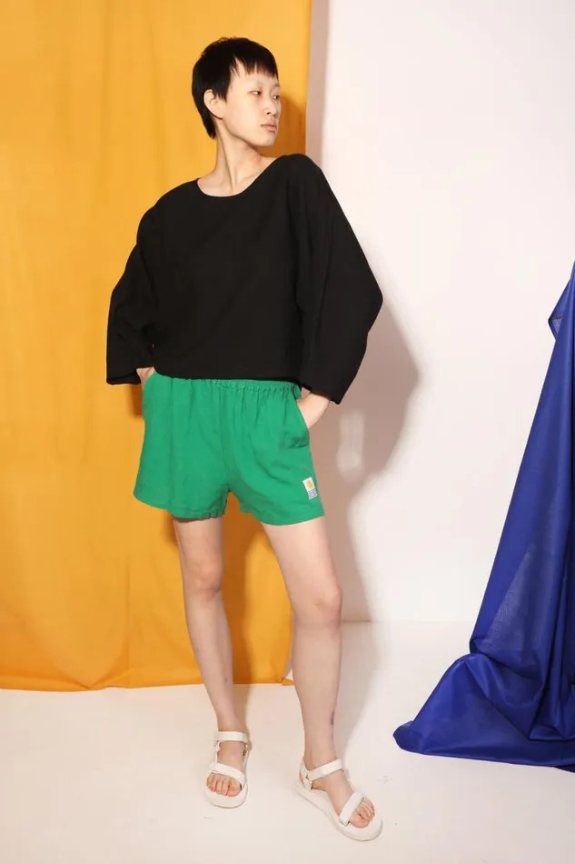 LF Markey Shorts Women Basic Linen Shorts Grass