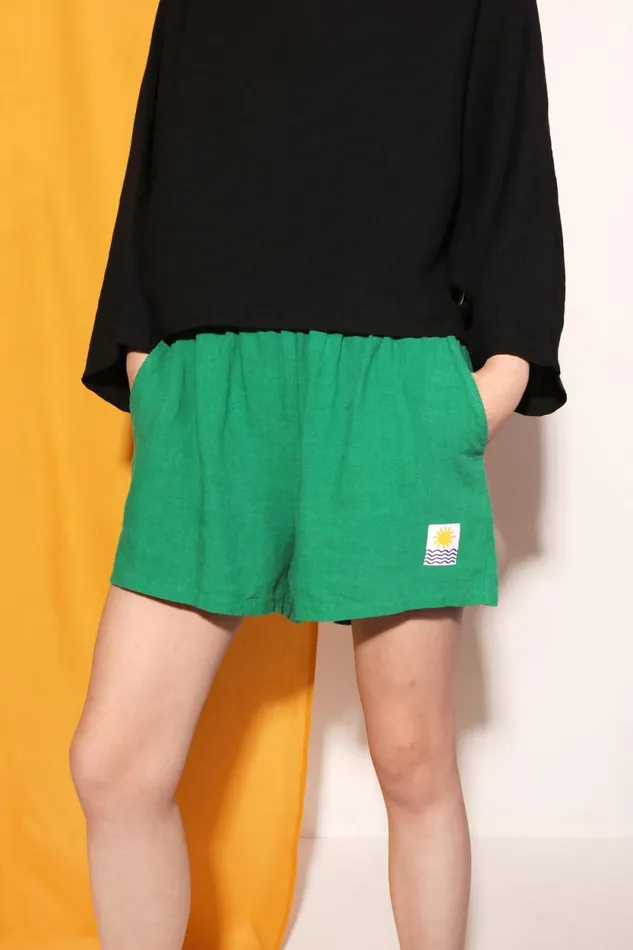 LF Markey Shorts Women Basic Linen Shorts Grass