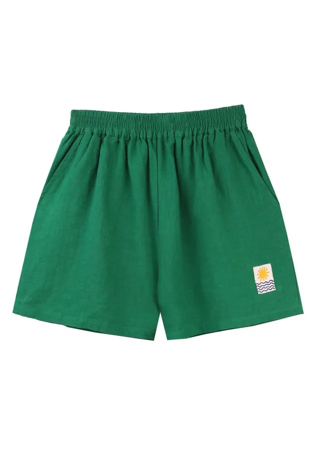 LF Markey Shorts Women Basic Linen Shorts Grass