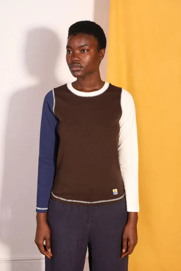 LF Markey Tshirts Women Luca Top Chocolate Patchwork