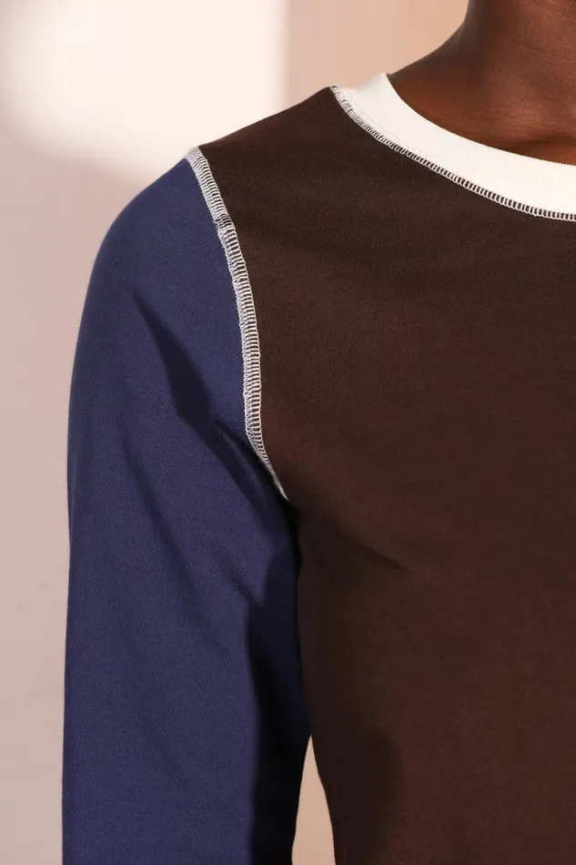 LF Markey Tshirts Women Luca Top Chocolate Patchwork