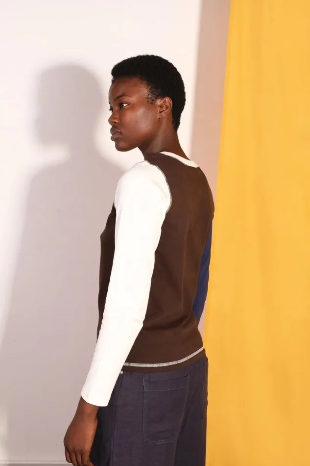 LF Markey Tshirts Women Luca Top Chocolate Patchwork