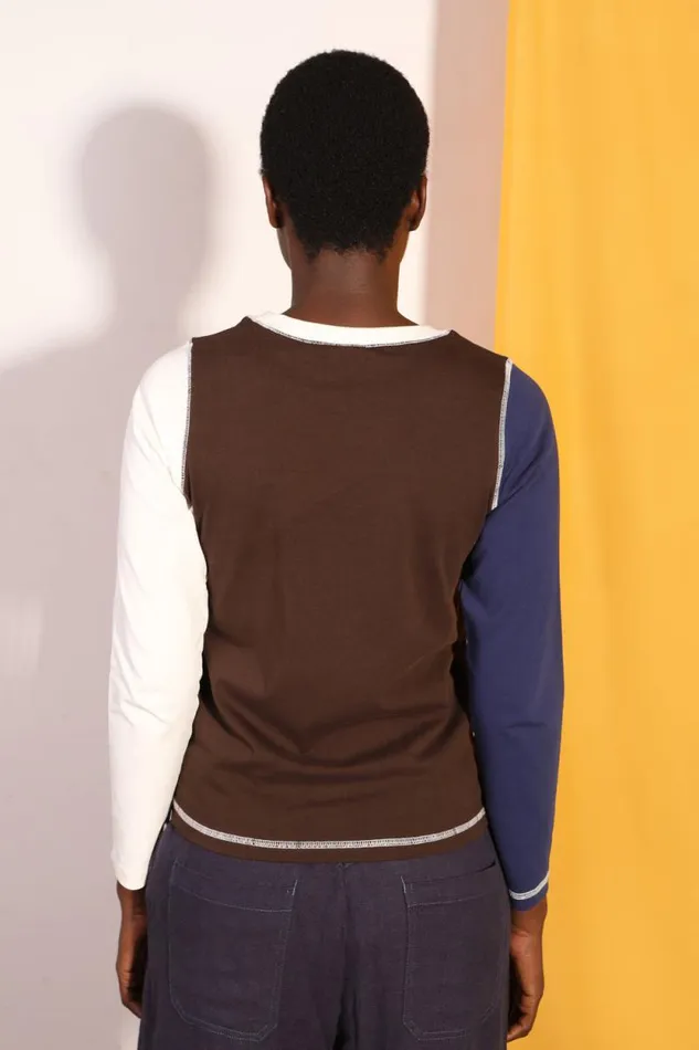 LF Markey Tshirts Women Luca Top Chocolate Patchwork