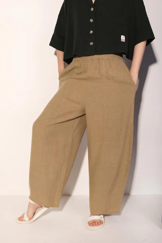 LF Markey Trousers Women Basic Linen Trouser Stone