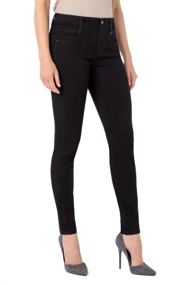 Lifestyle Women Liverpool Los Angeles Petite Gia Glider Skinny PullOn Silky Soft Black Rinse