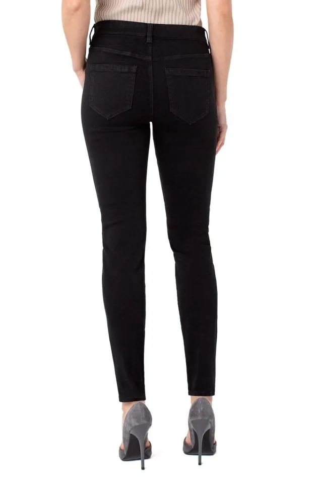 Lifestyle Women Liverpool Los Angeles Petite Gia Glider Skinny PullOn Silky Soft Black Rinse