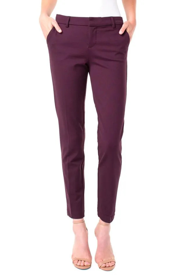 Lifestyle Women Liverpool Los Angeles Petite Kelsey Trouser Super Stretch Ponte Aubergine
