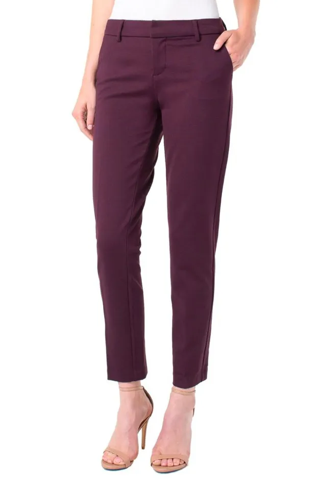 Lifestyle Women Liverpool Los Angeles Petite Kelsey Trouser Super Stretch Ponte Aubergine