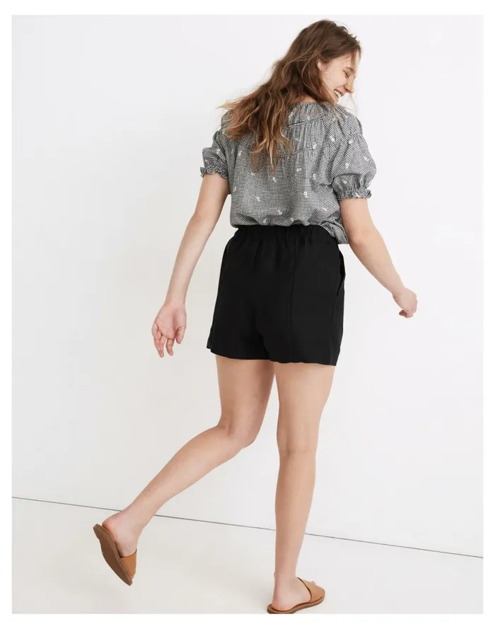 Linen Blend Easy Pull On Shorts Almost Black Women Madewell Shorts Linen Blend Easy Pull On Shorts Almost Black Women Madewell Shorts