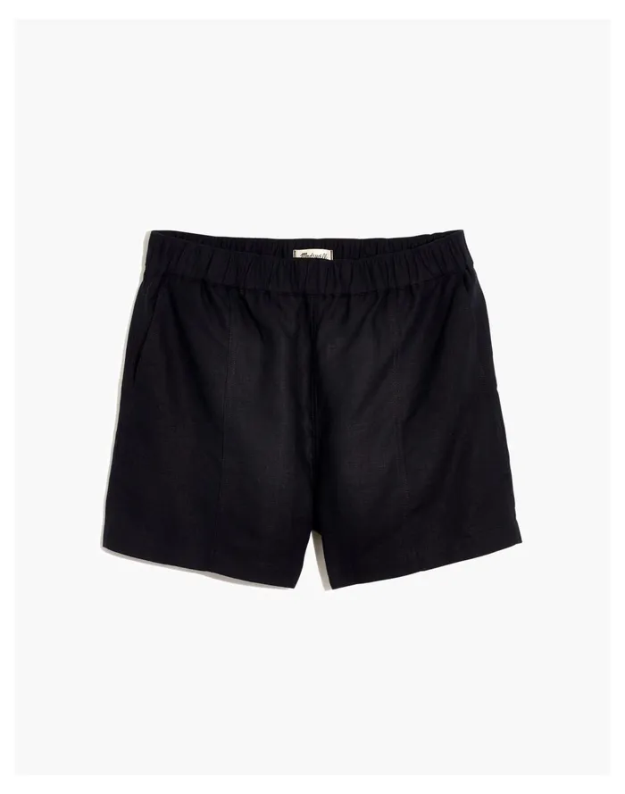 Linen Blend Easy Pull On Shorts Almost Black Women Madewell Shorts Linen Blend Easy Pull On Shorts Almost Black Women Madewell Shorts