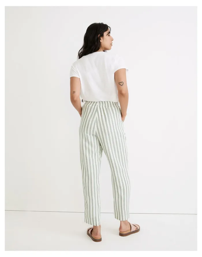 Linen Cotton Track Trousers In Stripe Versailles Green Women Madewell Pants Linen Cotton Track Trousers In Stripe Versailles Green Women Madewell Pants
