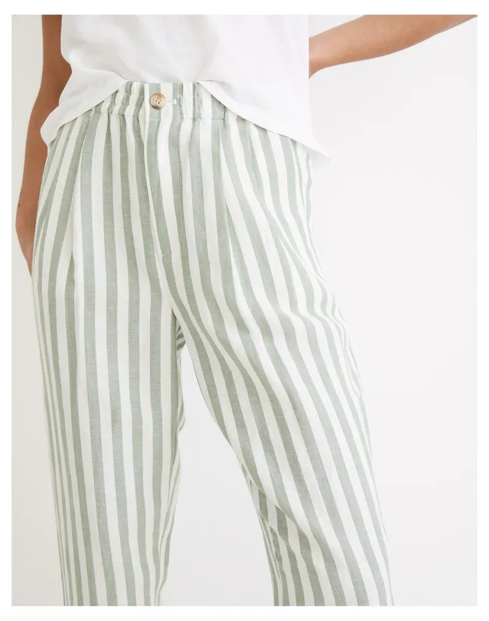 Linen Cotton Track Trousers In Stripe Versailles Green Women Madewell Pants Linen Cotton Track Trousers In Stripe Versailles Green Women Madewell Pants