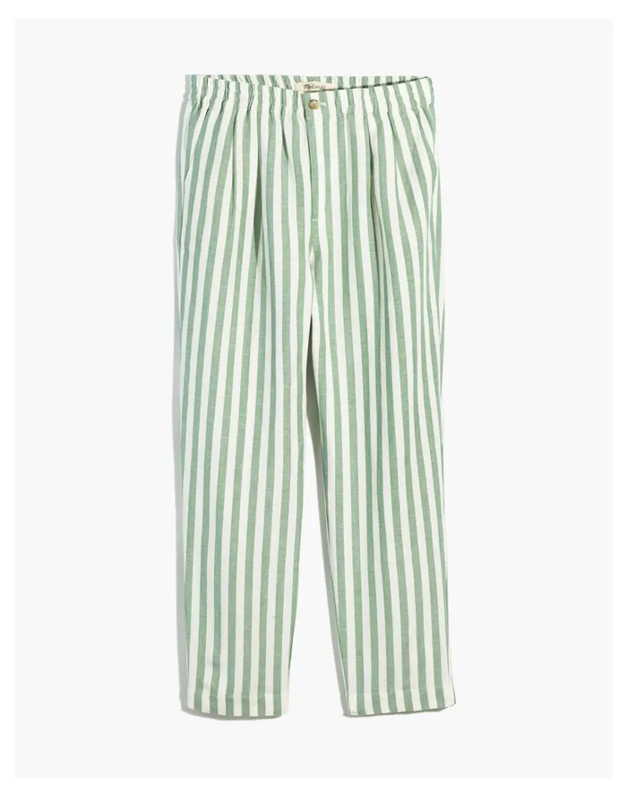 Linen Cotton Track Trousers In Stripe Versailles Green Women Madewell Pants Linen Cotton Track Trousers In Stripe Versailles Green Women Madewell Pants