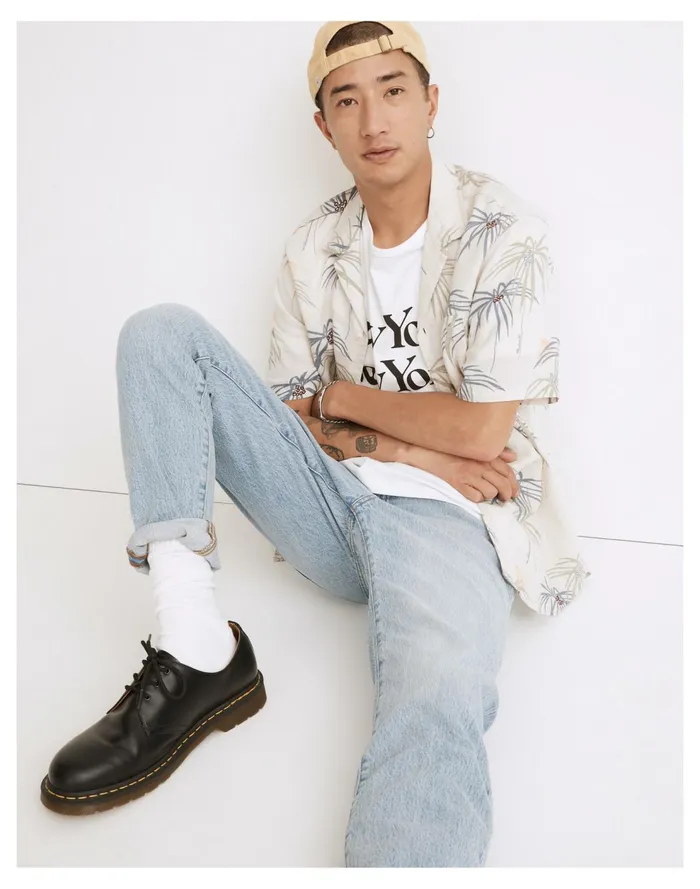 Linen Easy Short Sleeve Shirt In Print Vintage Linen Men Madewell Shirts