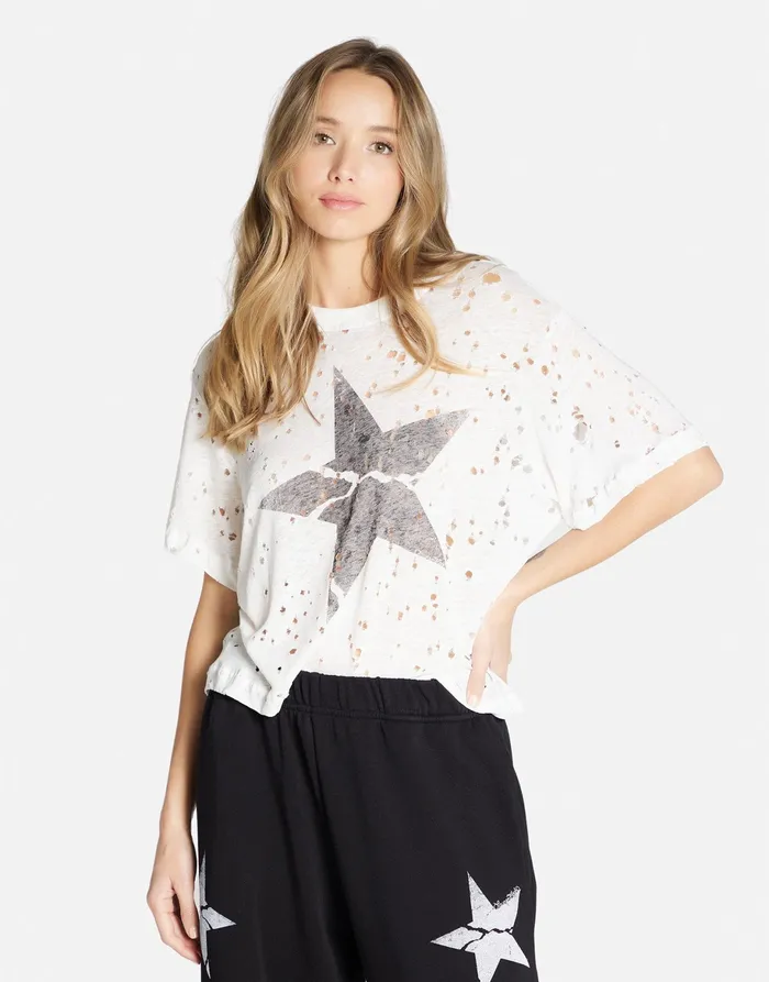 Linnea Cracked Star White Women039s Lauren Moshi Short Sleeve