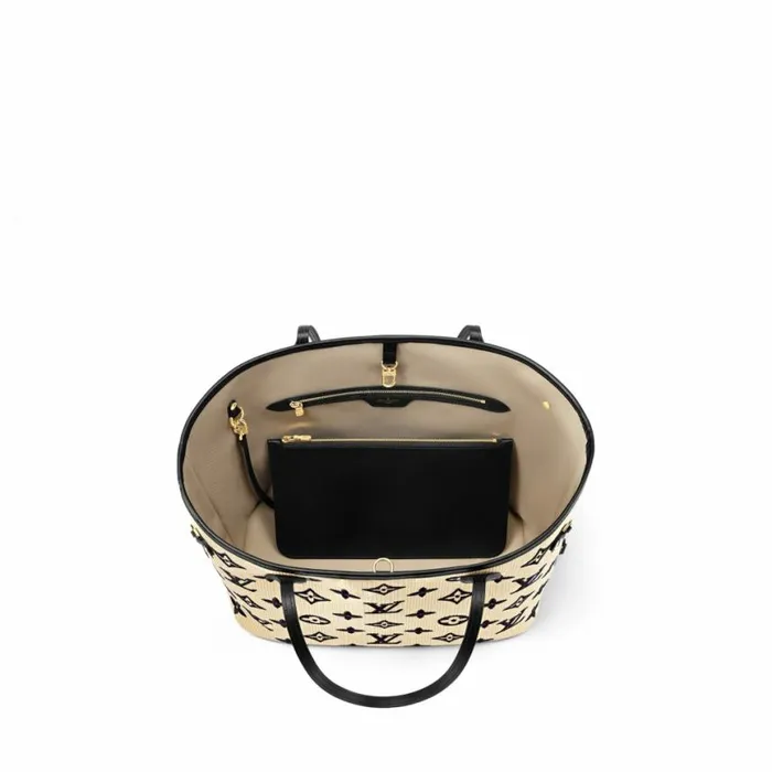 Louis Vuitton M22838 Neverfull MM Lotus Cotton Black Beige 8211 Louis Vuitton Handbag Store Women Louis Vuitton Neverfull Bag