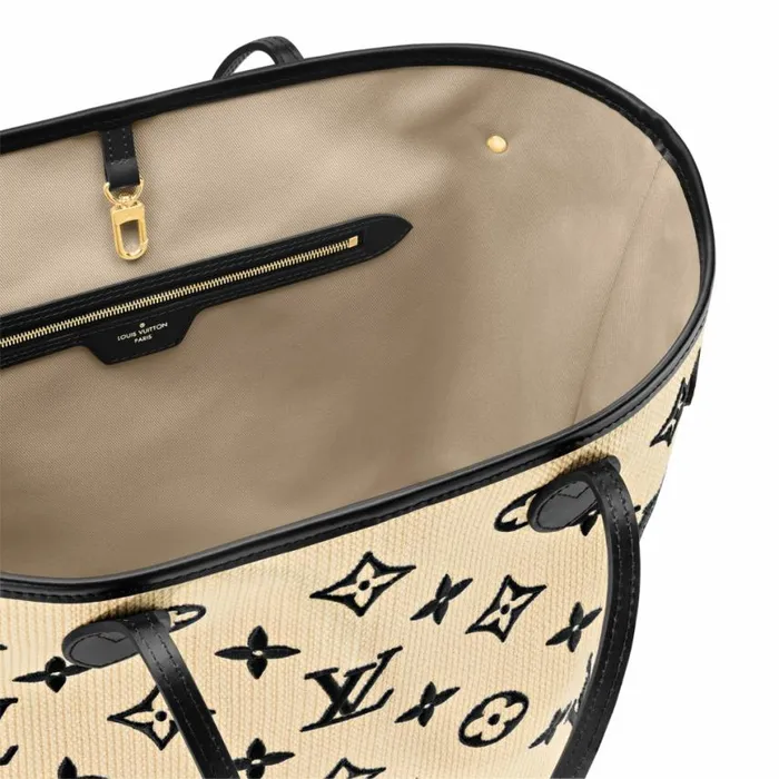 Louis Vuitton M22838 Neverfull MM Lotus Cotton Black Beige 8211 Louis Vuitton Handbag Store Women Louis Vuitton Neverfull Bag