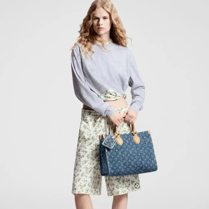 Louis Vuitton M46871 OnTheGo MM Denim Blue 8211 Louis Vuitton Handbag Store Women Louis Vuitton Onthego Bag