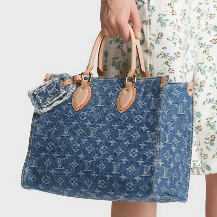 Louis Vuitton M46871 OnTheGo MM Denim Blue 8211 Louis Vuitton Handbag Store Women Louis Vuitton Onthego Bag